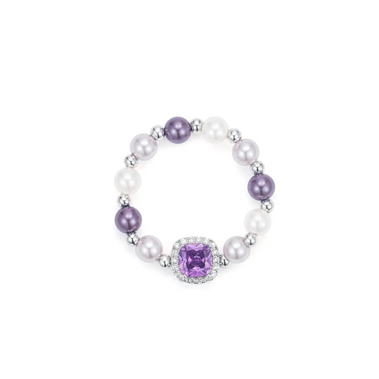 Purple pearl diamond ring